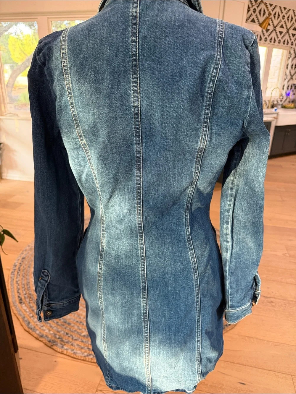 Zara Dark Blue Denim Button-Front Shirt Dress Size Small Cotton - Picture 4 of 12